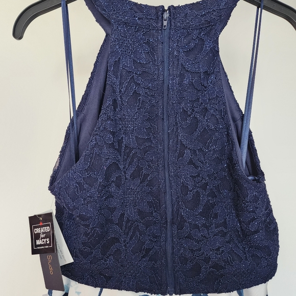 Prom Dress City Studio Juniors Lace Halter Top & Long Floral Skirt White & Blue - Picture 7 of 7